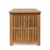Vista laterale Baule porta cuscini in legno d'acacia da esterno modello Noemi Totò Piccinni