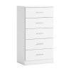 Vista diagonale Cassettiera in legno colore Bianco con 5 cassetti design moderno Totò Piccinni