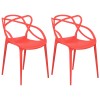 due sedie design in plastica da giardino con braccioli e schienale avvolgente colore rosso - Infinity Totò Piccinni