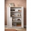 vista ambientata frontale con ante aperte mobile alto in legno con 4 ante made in italy rovere meringa/rovere cadice modello Icaro Totò Piccinni