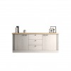 vista frontale madia in legno 2 ante e 3 cassetti made in italy rovere meringa/rovere cadice modello Icaro Totò Piccinni
