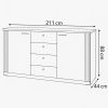 Specifica Dimensioni madia in legno 2 ante e 3 cassetti made in italy rovere meringa/rovere cadice modello Icaro Totò Piccinni