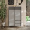 vista frontale madia credenza alta 2 ante e 2 cassetto made in italy piombo/gesso