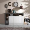 madia in legno con 3 ante e 4 vani made in italy bianco lucido/pero