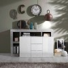 madia in legno 2 ante 3 cassetti e 4 vani made in italy bianco lucido/ossido