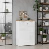 Vista ambientata Mobile armadietto basso con serratura e 2 ante colore "bianco lucido/rovere cadiz" modello Kreo Totò Piccinni