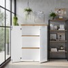 Mobile armadietto basso con serratura e 2 ante colore "bianco lucido/rovere cadiz" modello Kreo Totò Piccinni