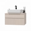 Mobile bagno sospeso da 80cm con 2 cassetti, lavabo da 50 cm e specchio rettangolare 80x50 colore cashmenre modello Nilo Totò Piccinni