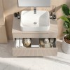 Mobile bagno sospeso da 80cm con 2 cassetti, lavabo da 50 cm e specchio rettangolare 80x50 colore cashmenre modello Nilo Totò Piccinni