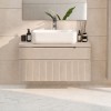 Mobile bagno sospeso da 80cm con 2 cassetti, lavabo da 50 cm e specchio rettangolare 80x50 colore cashmenre modello Nilo Totò Piccinni