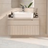 Mobile bagno sospeso da 80cm con 2 cassetti, lavabo da 50 cm e specchio rettangolare 80x50 colore cashmenre modello Nilo Totò Piccinni