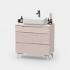 Mobile Bagno da terra 80cm con 3 cassetti e con specchio 80x50 cm colore cashmerne modello Nilo Totò Piccinni