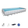 Piscina Fuori terra rettangolare, Power Steel colore Grigio Chiaro modello Bestway Totò Piccinni