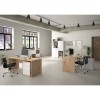 Vista ambientata Libreria in legno colore "Bianco Laccato/Rovere Artisan" 2 ante scorrevoli e 1 cassetto modello Apex Totò Piccinni