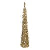 albero di natale oro slim illuminato con led, già decorato con stelle e festone boa natalizio - Pop up Totò Piccinni altezza 180 cm