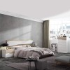 Vista ambientata Comodino in legno colore "Bianco/Rovere" con 2 cassetti modello Ardisia Totò Piccinni