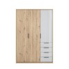 Vista frontale Armadio guardaroba  in legno colore "Rovere Artisan/Grigio Laccato" con 3 ante e 4 cassetti modello Aura Totò Piccinni