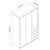 Specifica dimensioni Armadio legno  in legno colore "Rovere Artisan/Grigio Laccato" con 3 ante e 4 cassetti modello Aura Totò Piccinni