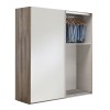 Vista diagonale con anta chiusa Armadio camera da letto in legno con struttura Noce Brera con 2 ante scorrevoli Bianco Opaco modello Sliding Totò Piccinni