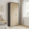 Vista ambientata Armadio guardaroba in legno colore "Grigio Cemento/Rovere Miele" 6 ripiani modello Dubai Totò Piccinni