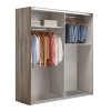 Vista diagonale senza ante Armadio guardaroba in legno con struttura Noce Brera con 2 ante scorrevoli Bianco Opaco modello Sliding Totò Piccinni