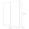 Specifica dimensioni Armadio in legno struttura Bianco con 2 ante scorrevoli, 1 anta Cemento e 1 a Specchio  modello Sliding Totò Piccinni