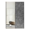 Vista frontale Armadio camera da letto in legno struttura Rovere Artisan con 2 ante scorrevoli, 1 Cemento e 1 a specchio modello Sliding Totò Piccinni