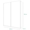 Specifica dimensioni Armadio in legno struttura Rovere Artisan con 2 ante scorrevoli, 1 Cemento e 1 a specchio modello Sliding Totò Piccinni