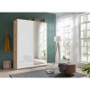 Vista ambientata Armadio design in legno struttura Rovere Artisan con 2 ante scorrevoli,1 Bianco Lucido e 1 a specchio  modello Sliding Totò Piccinni