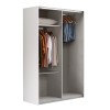 Vista diagonale senza ante Armadio in legno struttura Bianca con due ante scorrevoli, 1 Rovere Artisan e 1 a Specchio modello Sliding Totò Piccinni