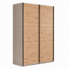 Vista diagonale con anta aperta Armadio in legno struttura Cashmere con 2 ante scorrevoli a rovere artisan modello Sliding Totò Piccinni
