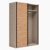 Vista diagonale con anta aperta Armadio ante scorrevoli in legno struttura Cashmere con 2 ante scorrevoli a rovere artisan modello Sliding Totò Piccinni