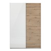 Vista frontale Armadio camera da letto  in legno struttura Rovere Artisan con 2 ante scorrevoli 1 Bianco Lucido e 1 Rovere Artisan modello Sliding Totò Piccinni