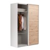 Vista diagonale con 1 anta aperta Armadio da ingresso in legno struttura Bianca con due ante scorrevoli Rovere Artisan modello Sliding Totò Piccinni