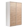 Vista diagonale Armadio in legno struttura Bianca con due ante scorrevoli Rovere Artisan modello Sliding Totò Piccinni