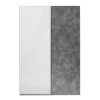 Vista frontale Armadio camera da letto in legno struttura Bianco con 2 ante scorrevoli, 1 Bianco Lucido e 1 Cemento  modello Sliding Totò Piccinni