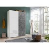 Vista ambientata Armadio design in legno struttura Bianco con 2 ante scorrevoli, 1 Bianco Lucido e 1 Cemento  modello Sliding Totò Piccinni