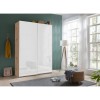 armadio ad ante scorrevoli bianco lucide, colore struttura rovere artisan. Modello Sliding, Totò Piccinni