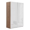 armadio a due ante scorrevoli bianco lucide, colore struttura rovere artisan. Modello Sliding, Totò Piccinni