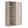 Vista diagonale con anta aperta Armadio in legno struttura Cashmere con 2 ante scorrevoli a cashmere lucido modello Sliding Totò Piccinni