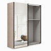 Vista diagonale con anta aperta Armadio ante scorrevoli in legno struttura Cashmere con 2 ante scorrevoli rovere artisan e specchio modello Sliding Totò Piccinni