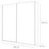 Specifica dimensioni Armadio  in legno struttura Bianca con due ante scorrevoli, 1 Bianco Lucido e 1 a Specchio modello Sliding Totò Piccinni