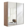 Vista diagonale Armadio in legno struttura Rovere Artisan con due ante scorrevoli, 1 Bianco Lucido e 1 a Specchio modello Sliding Totò Piccinni
