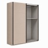 Vista diagonale con anta aperta Armadio ante scorrevoli in legno struttura Cashmere con 2 ante scorrevoli cashmere lucido e specchio modello Sliding Totò Piccinni