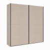 Vista diagonale con ante chiuse Armadio moderno in legno struttura Cashmere con 2 ante scorrevoli cashmere lucido modello Sliding Totò Piccinni