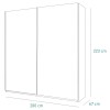 Specifica dimensioni Armadio in legno struttura Bianco con 2 ante scorrevoli Bianco Opaco modello Sliding Totò Piccinni