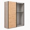 Vista diagonale con anta aperta Armadio ante scorrevoli in legno struttura Cashmere con 2 ante scorrevoli rovere artisan modello Sliding Totò Piccinni