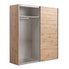 Vista diagonale con 1 anta aperta Armadio da ingresso in legno struttura Rovere Artisan con due ante scorrevoli Rovere Artisan modello Sliding Totò Piccinni