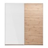 Vista frontale Armadio camera da letto in legno struttura Rovere Artisan con due ante scorrevoli, 1 Rovere Artisan e 1 Bianco Lucido modello Sliding Totò Piccinni