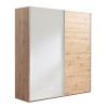 Vista diagonale Armadio in legno struttura Rovere Artisan con due ante scorrevoli, 1 Rovere Artisan e 1 Bianco Lucido modello Sliding Totò Piccinni